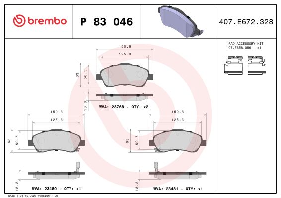 A.B.S. P 83 046 BREMBO Bremsbelagsatz, Scheibenbremse